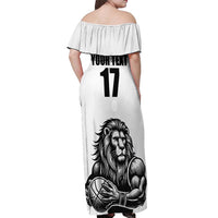 Custom Belgium Basketball Off Shoulder Maxi Dress Lion Mascot Sporty Style