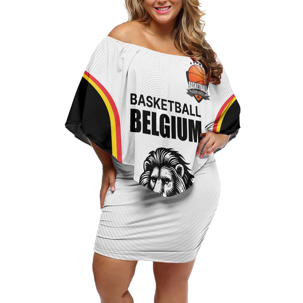 Custom Belgium Basketball Off Shoulder Short Dress Lion Mascot Sporty Style