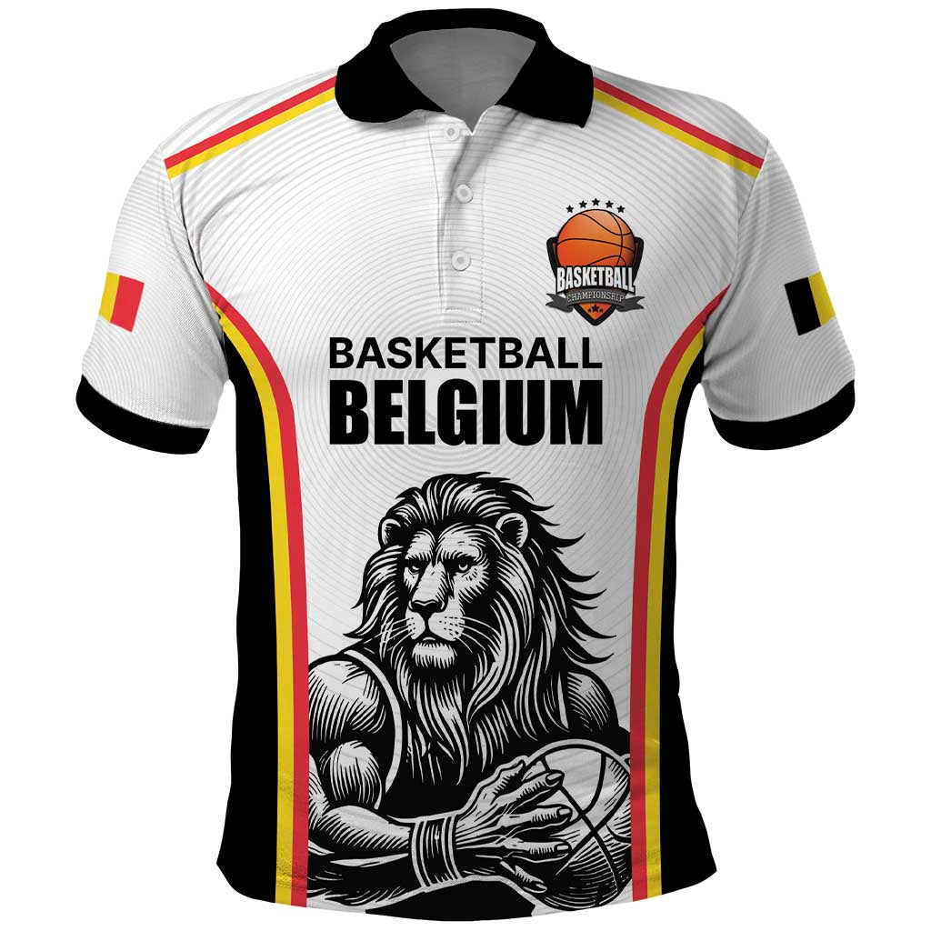 Custom Belgium Basketball Polo Shirt Lion Mascot Sporty Style