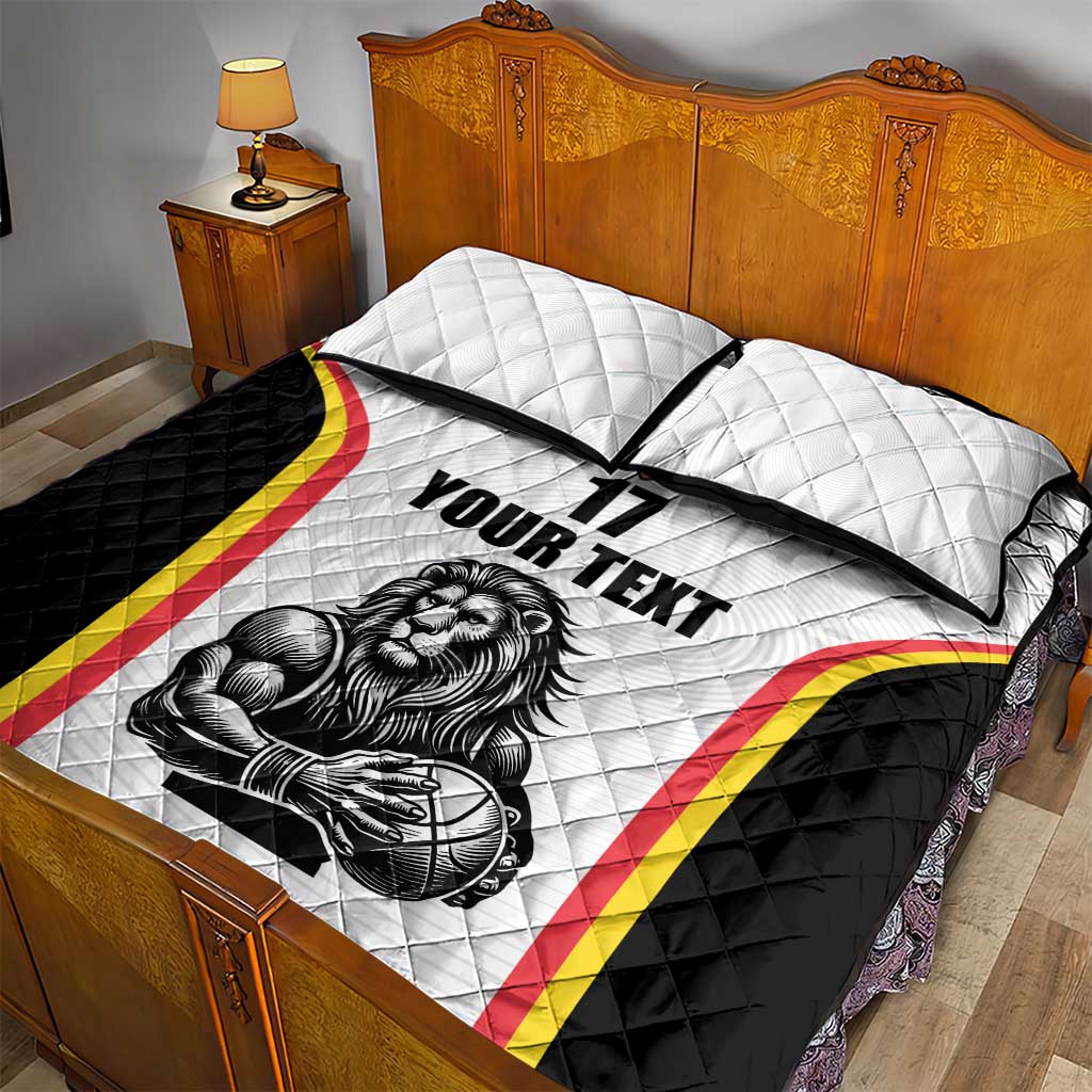 Custom Belgium Basketball Quilt Bed Set Lion Mascot Sporty Style