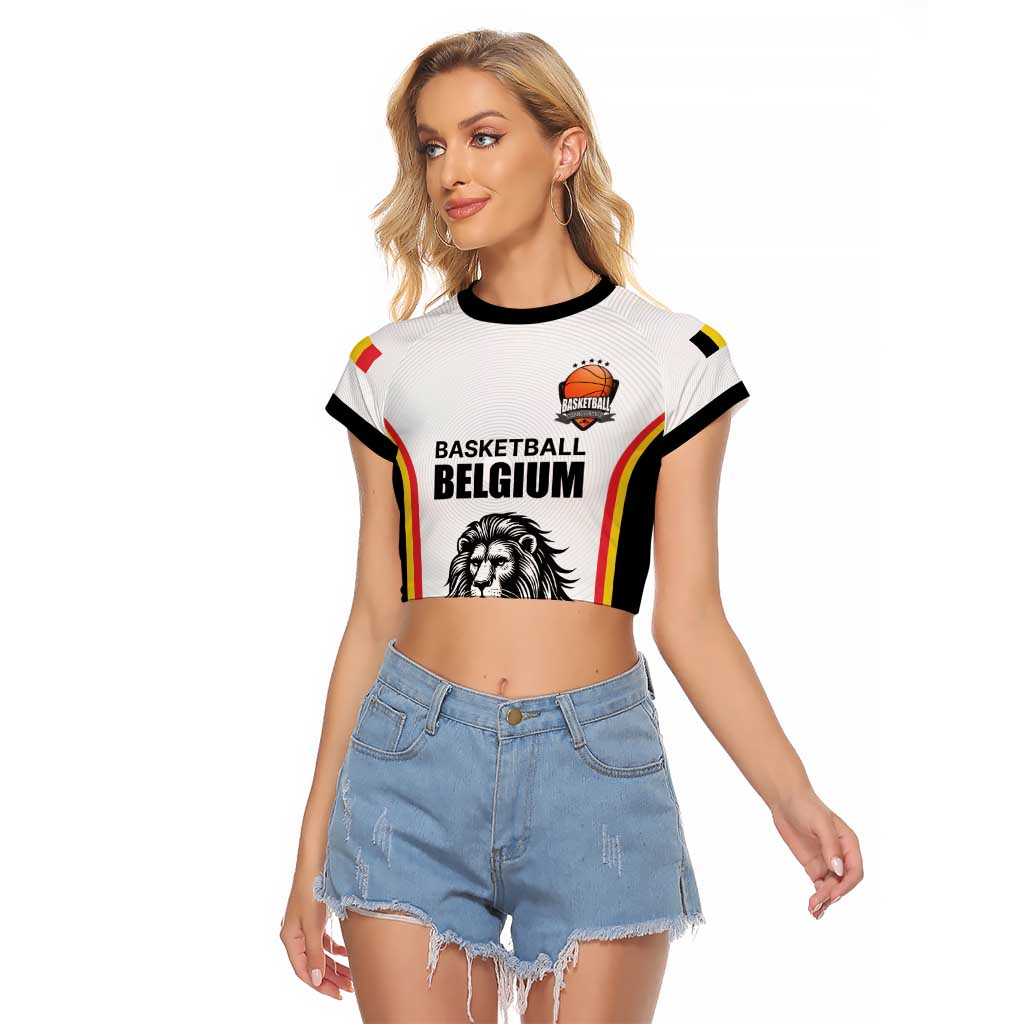 Custom Belgium Basketball Raglan Cropped T Shirt Lion Mascot Sporty Style