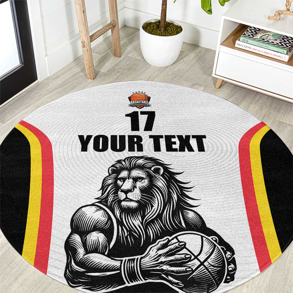 Custom Belgium Basketball Round Carpet Lion Mascot Sporty Style