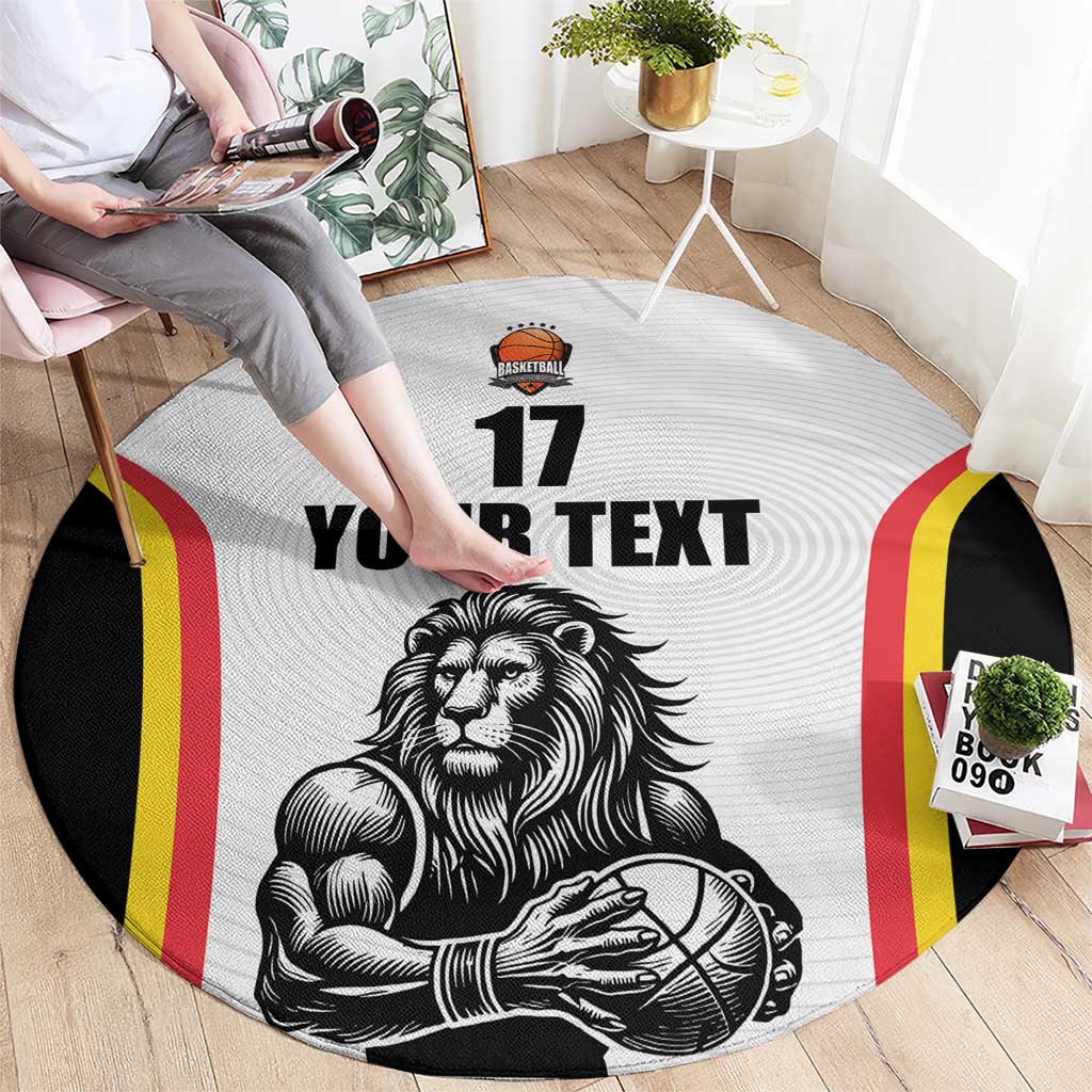 Custom Belgium Basketball Round Carpet Lion Mascot Sporty Style