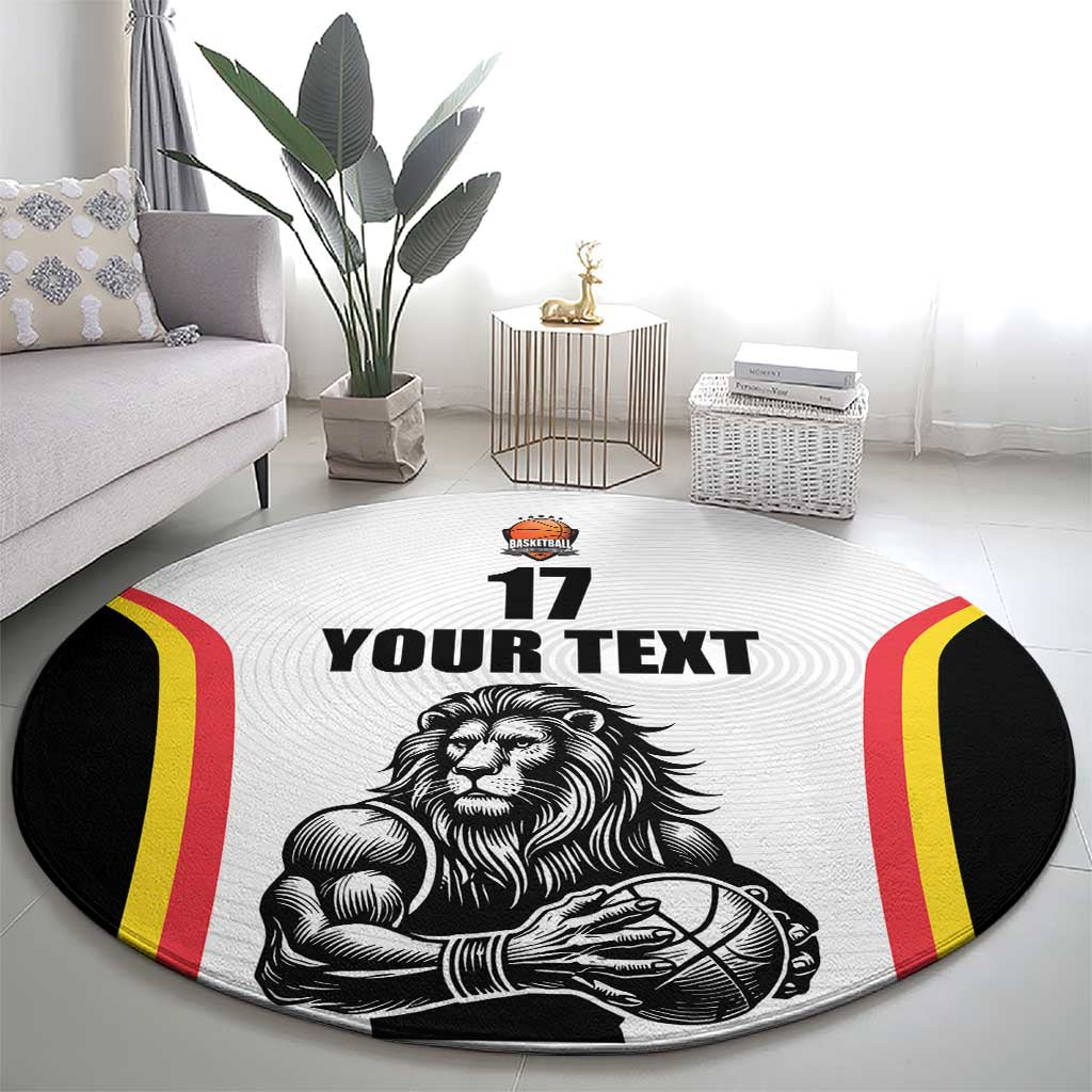 Custom Belgium Basketball Round Carpet Lion Mascot Sporty Style