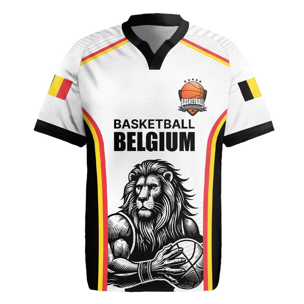 Custom Belgium Basketball Rugby Jersey Lion Mascot Sporty Style