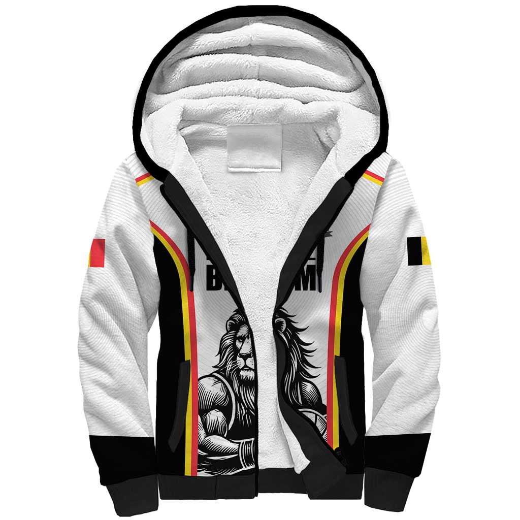 Custom Belgium Basketball Sherpa Hoodie Lion Mascot Sporty Style