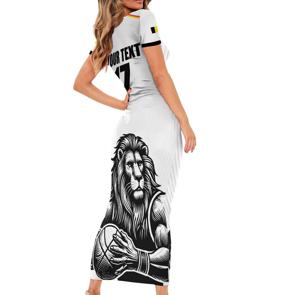 Custom Belgium Basketball Short Sleeve Bodycon Dress Lion Mascot Sporty Style