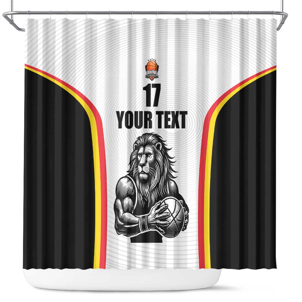 Custom Belgium Basketball Shower Curtain Lion Mascot Sporty Style
