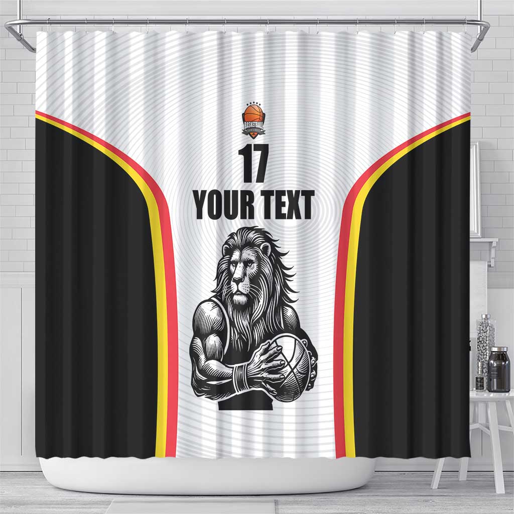 Custom Belgium Basketball Shower Curtain Lion Mascot Sporty Style