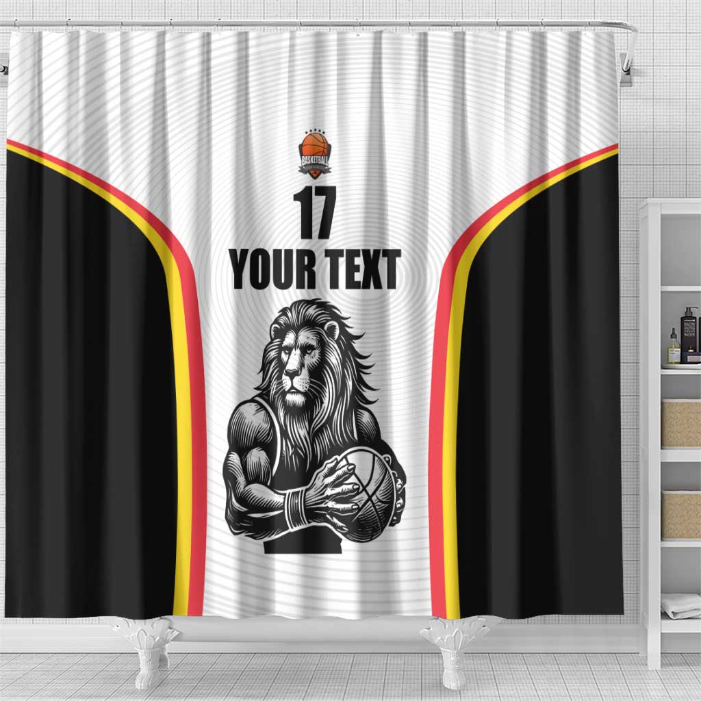 Custom Belgium Basketball Shower Curtain Lion Mascot Sporty Style