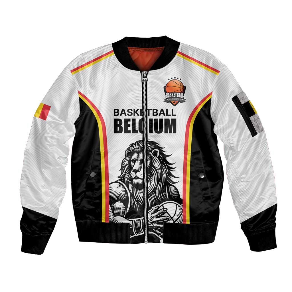 Custom Belgium Basketball Sleeve Zip Bomber Jacket Lion Mascot Sporty Style