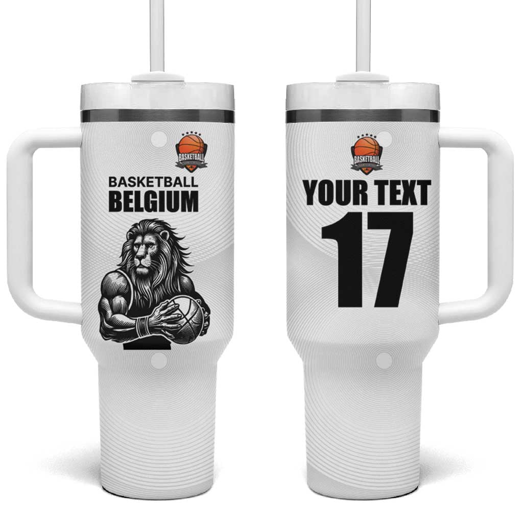 Custom Belgium Basketball Tumbler With Handle Lion Mascot Sporty Style