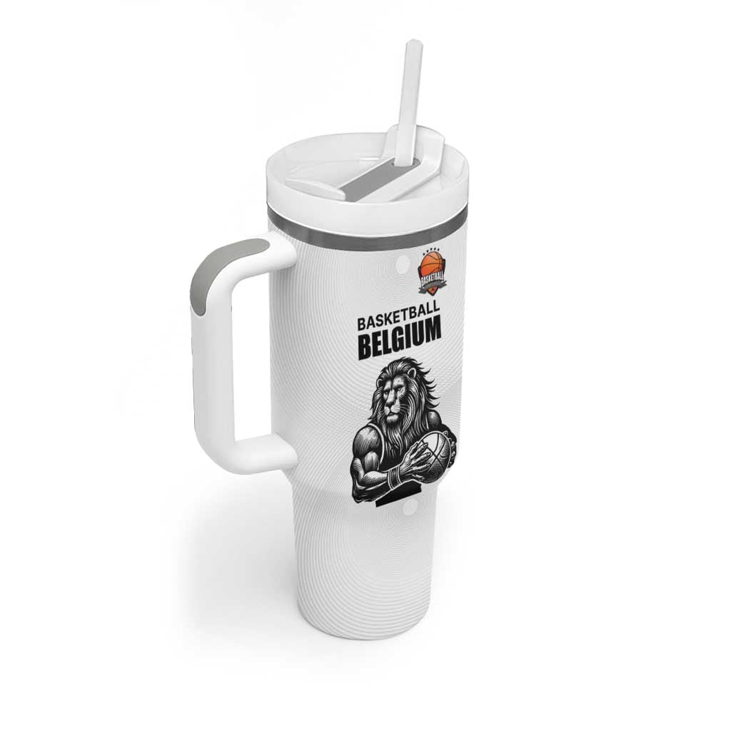 Custom Belgium Basketball Tumbler With Handle Lion Mascot Sporty Style
