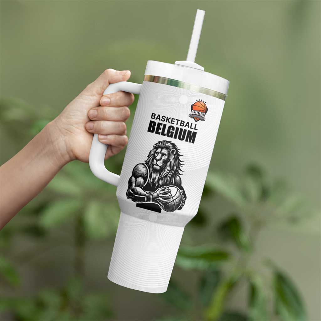 Custom Belgium Basketball Tumbler With Handle Lion Mascot Sporty Style