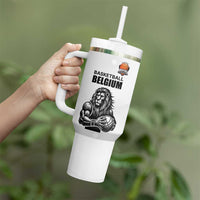 Custom Belgium Basketball Tumbler With Handle Lion Mascot Sporty Style