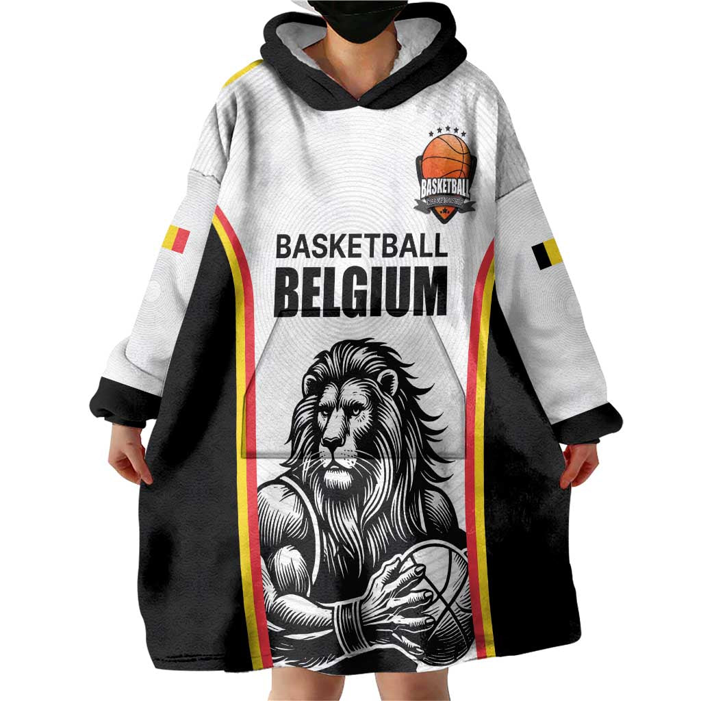 Custom Belgium Basketball Wearable Blanket Hoodie Lion Mascot Sporty Style