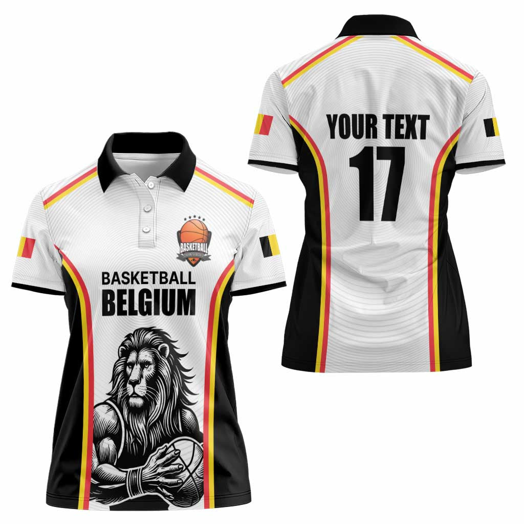Custom Belgium Basketball Women Polo Shirt Lion Mascot Sporty Style
