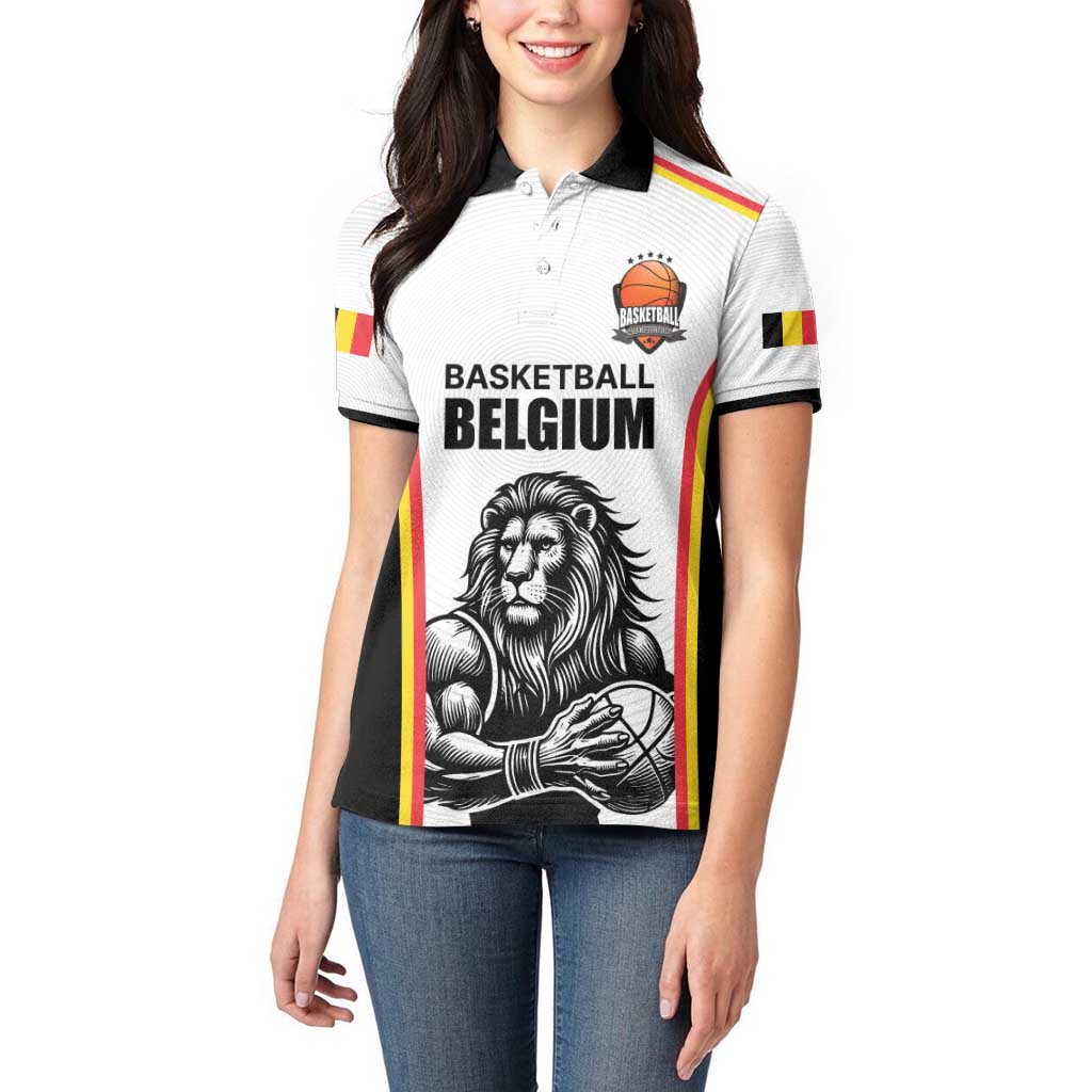 Custom Belgium Basketball Women Polo Shirt Lion Mascot Sporty Style
