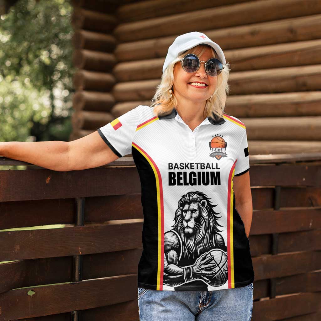 Custom Belgium Basketball Women Polo Shirt Lion Mascot Sporty Style