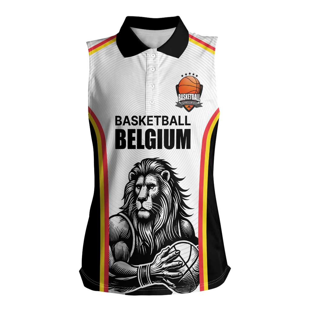 Custom Belgium Basketball Women Sleeveless Polo Shirt Lion Mascot Sporty Style