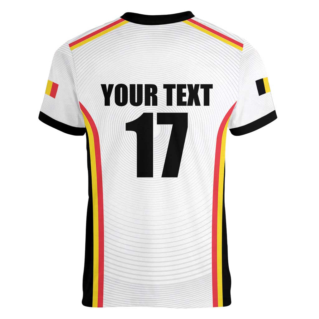 Custom Belgium Basketball Women V-Neck T-Shirt Lion Mascot Sporty Style