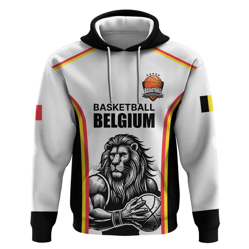 Custom Belgium Basketball Zip Hoodie Lion Mascot Sporty Style