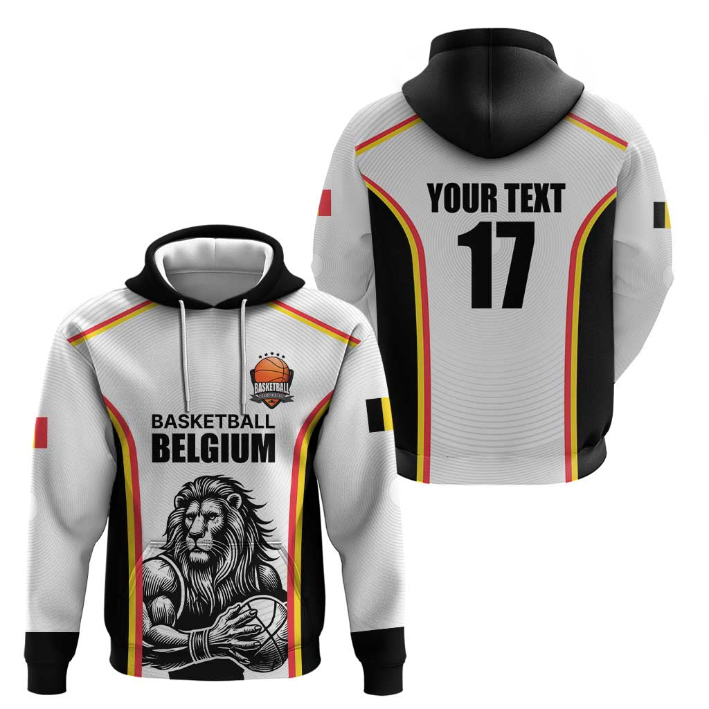 Custom Belgium Basketball Zip Hoodie Lion Mascot Sporty Style