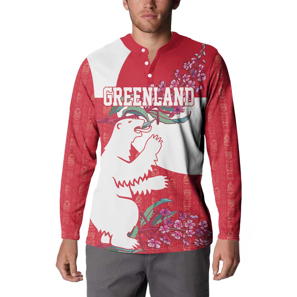 Greenland Flag Style Button Sweatshirt Polar Pear