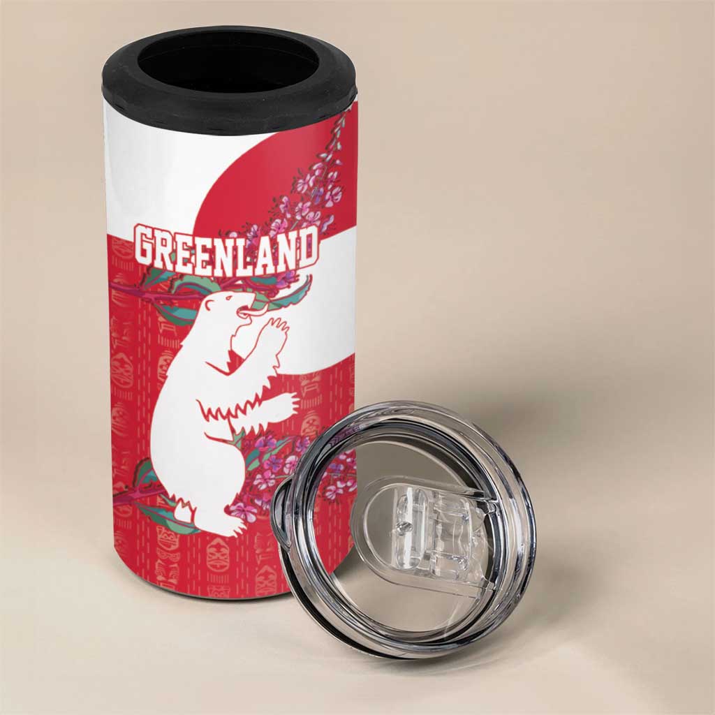 Greenland Flag Style 4 in 1 Can Cooler Tumbler Polar Pear