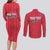 Greenland Flag Style Couples Matching Long Sleeve Bodycon Dress and Long Sleeve Button Shirt Polar Pear