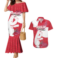 Greenland Flag Style Couples Matching Mermaid Dress and Hawaiian Shirt Polar Pear