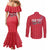 Greenland Flag Style Couples Matching Mermaid Dress and Long Sleeve Button Shirt Polar Pear