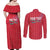 Greenland Flag Style Couples Matching Off Shoulder Maxi Dress and Long Sleeve Button Shirt Polar Pear