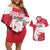 Greenland Flag Style Couples Matching Off Shoulder Short Dress and Hawaiian Shirt Polar Pear
