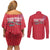 Greenland Flag Style Couples Matching Off Shoulder Short Dress and Long Sleeve Button Shirt Polar Pear