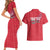 Greenland Flag Style Couples Matching Short Sleeve Bodycon Dress and Hawaiian Shirt Polar Pear