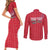 Greenland Flag Style Couples Matching Short Sleeve Bodycon Dress and Long Sleeve Button Shirt Polar Pear