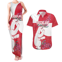 Greenland Flag Style Couples Matching Tank Maxi Dress and Hawaiian Shirt Polar Pear