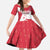Greenland Flag Style Family Matching Off The Shoulder Long Sleeve Dress and Hawaiian Shirt Polar Pear