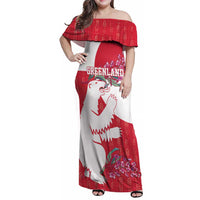 Greenland Flag Style Family Matching Off Shoulder Maxi Dress and Hawaiian Shirt Polar Pear