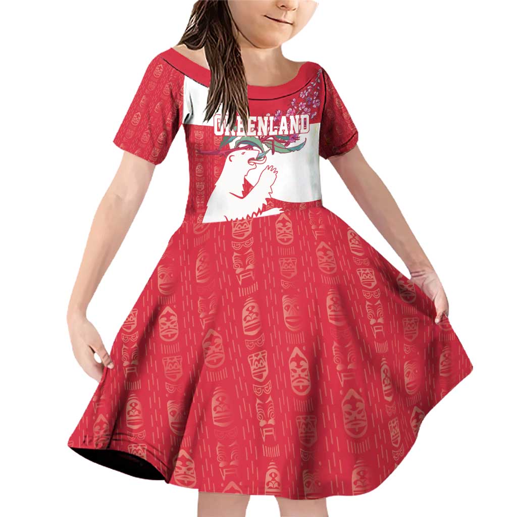 Greenland Flag Style Family Matching Off Shoulder Short Dress and Hawaiian Shirt Polar Pear