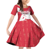 Greenland Flag Style Family Matching Off Shoulder Short Dress and Hawaiian Shirt Polar Pear