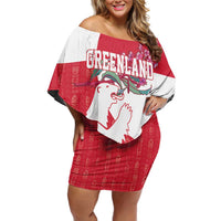 Greenland Flag Style Family Matching Off Shoulder Short Dress and Hawaiian Shirt Polar Pear