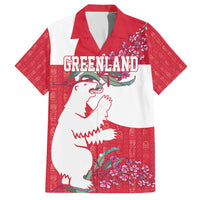 Greenland Flag Style Family Matching Short Sleeve Bodycon Dress and Hawaiian Shirt Polar Pear