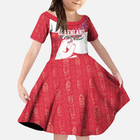 Greenland Flag Style Family Matching Summer Maxi Dress and Hawaiian Shirt Polar Pear