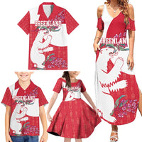 Greenland Flag Style Family Matching Summer Maxi Dress and Hawaiian Shirt Polar Pear