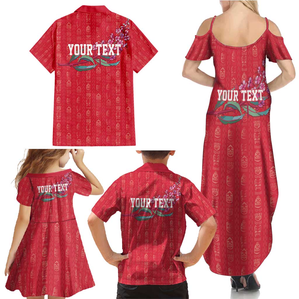 Greenland Flag Style Family Matching Summer Maxi Dress and Hawaiian Shirt Polar Pear
