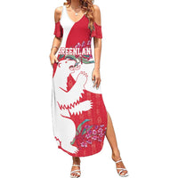 Greenland Flag Style Family Matching Summer Maxi Dress and Hawaiian Shirt Polar Pear