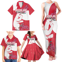Greenland Flag Style Family Matching Tank Maxi Dress and Hawaiian Shirt Polar Pear
