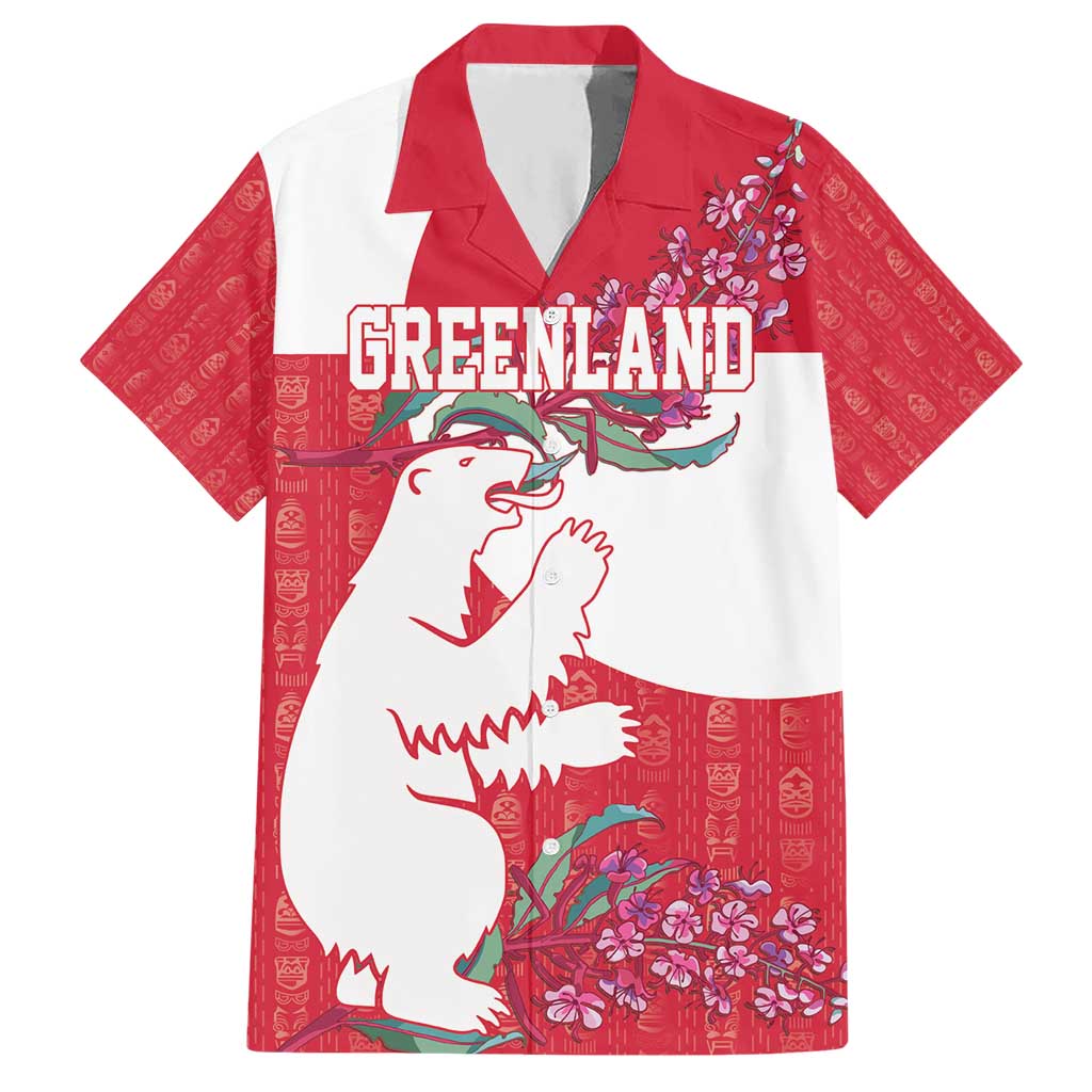 Greenland Flag Style Hawaiian Shirt Polar Pear